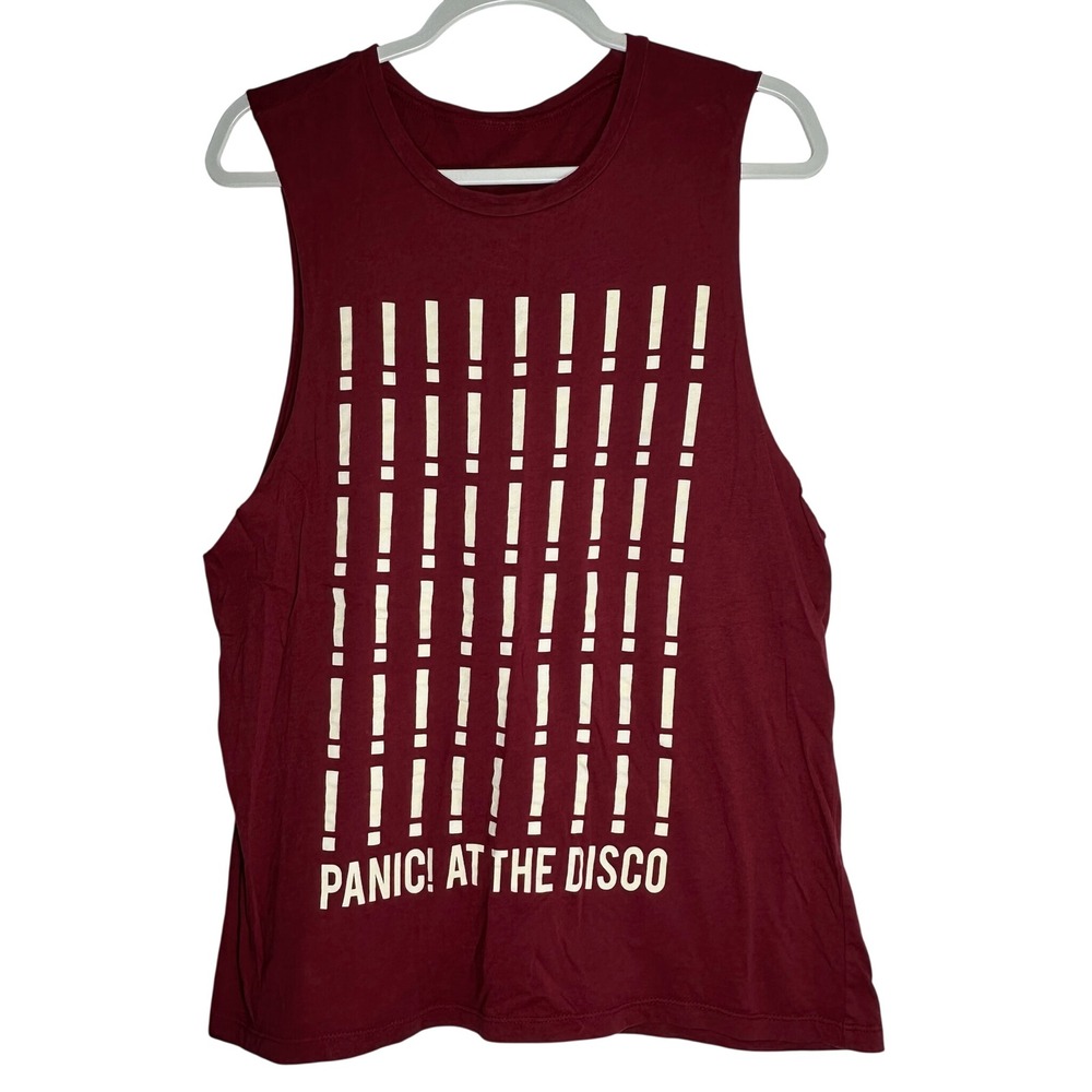 Panic! At The Disco Muscle Tank Top Burgundy Graphic Band Shirt‎ Small Emo Indie